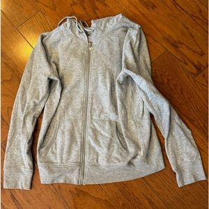 VS gray hoodie with blue and silver sequin wings